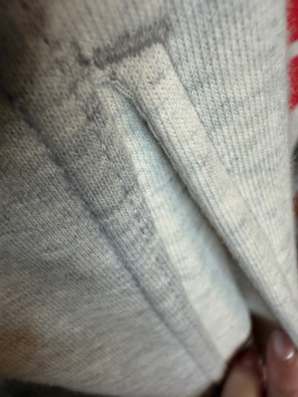 Free People Light Grey and Red Graphic Cowl Sweater with Orange Stripe - Picture 5 of 8